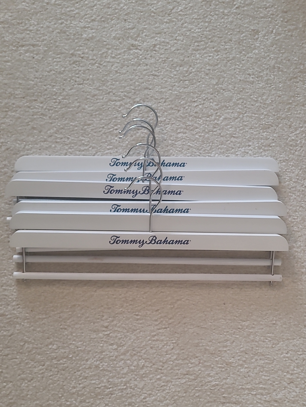 Tommy Bahama White Wooden Blanket Hangers Set of 6